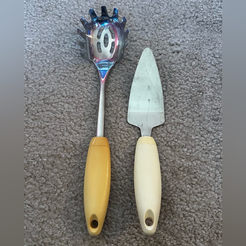 Vintage PYREX Accessories Slotted Pasta Spoon Ladle & Server Stainless Steel